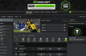 Die Webseite mit den Sportwetten von Mobilebet. 